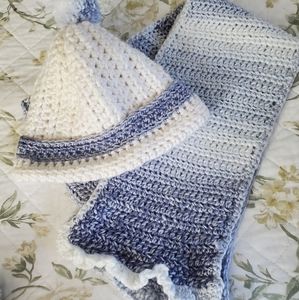 Hand crafted crocheted matching hat and scarf.